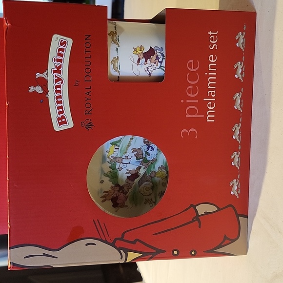 ROYAL DOULTON Bunnyskins 3pc melamine set new in box children's dinner set - Picture 4 of 4